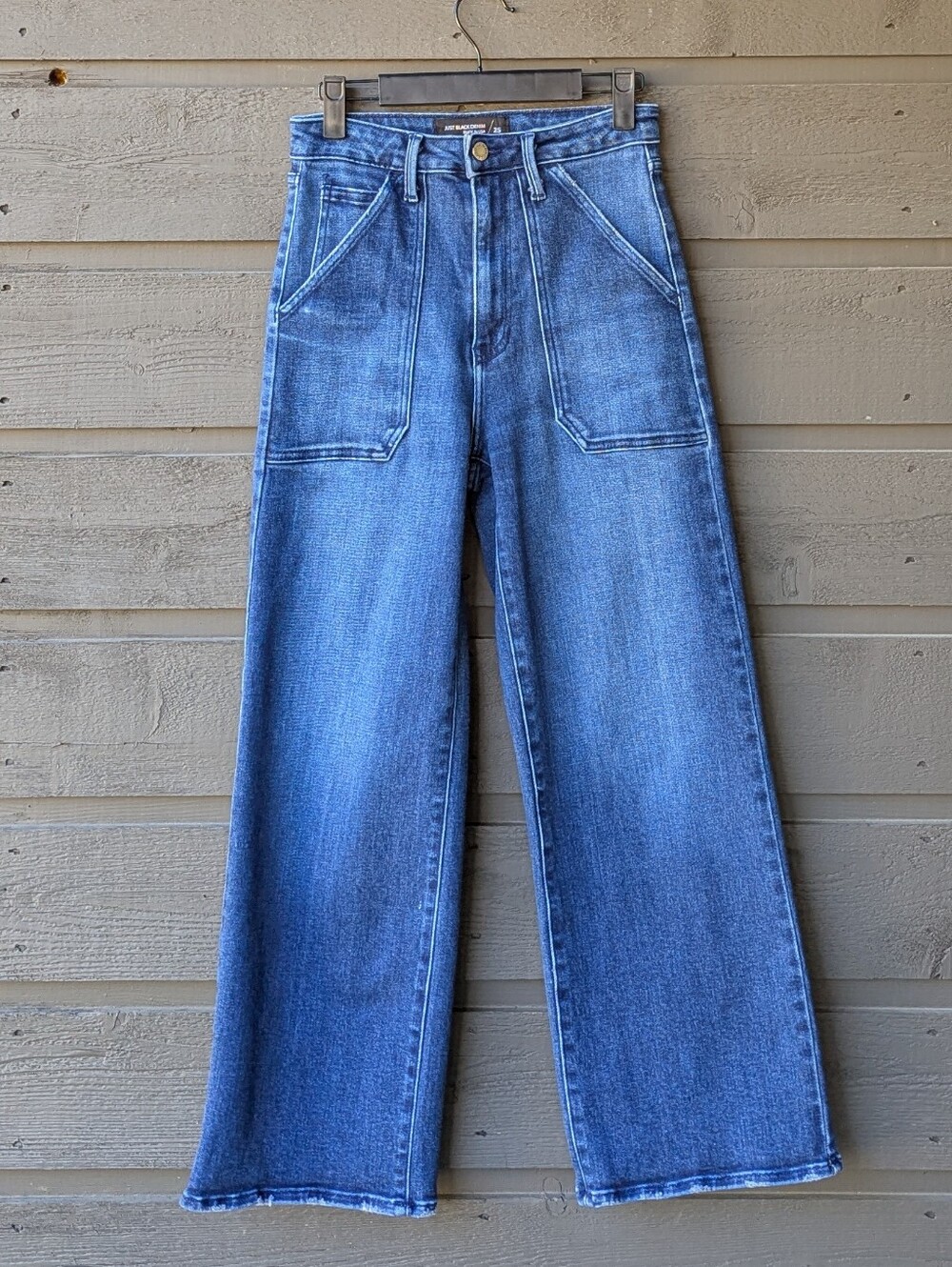 Just Black Denim The Patch Pocket Wide Leg Jeans Size 25 - Picture 9 of 9